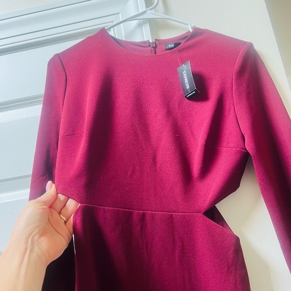 NWT Express xs cutout short dress.  Elegant Red Long-Sleeve Dress - Picture 5 of 6